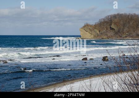 Côte ouest de la péninsule de Shiretoko. Hokkaido. Japon. Banque D'Images