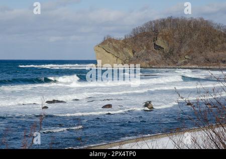 Côte ouest de la péninsule de Shiretoko. Hokkaido. Japon. Banque D'Images
