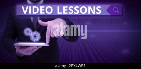 Signature manuscrite leçons vidéo, vue d'ensemble de l'entreprise matériel de formation en ligne pour un sujet Affichage et apprentissage Banque D'Images