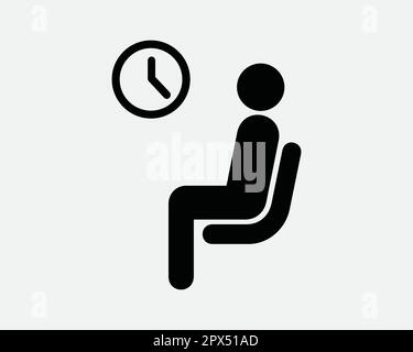 Icône salle d'attente. Un homme s'assoit sur la chaise salon espace d'attente aéroport Hôpital Bureau signe de patience symbole Illustration graphique Illustration Clipart Vector Cricut Illustration de Vecteur