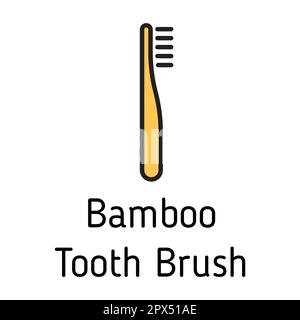 icône de vecteur de couleur de l'enseigne de la brosse à dents en bambou Illustration de Vecteur