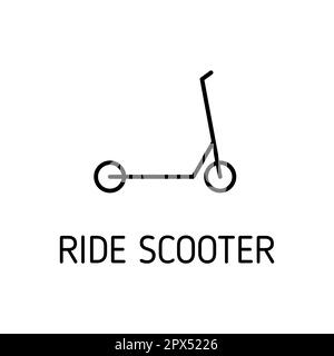 icône de vecteur de contour de scooter de conduite Illustration de Vecteur