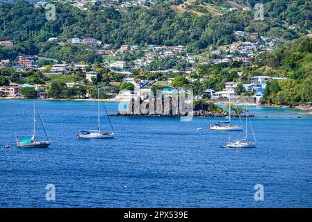 Une vue du fort Duvernette une structure défensive sur Saint Vincent et les Grenadines Banque D'Images