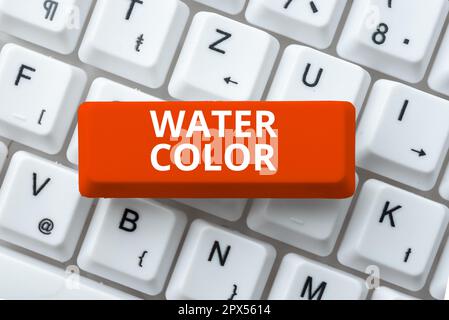 Affiche présentant de la couleur de l'eau, liant photosoluble conceptuel, tel que la gomme arabique et dilué avec de l'eau Banque D'Images