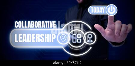 Inspiration montrant Sign leadership collaboratif, concept d'entreprise les personnes et les organisations travaillent pour obtenir des résultats Banque D'Images