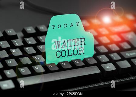 Affiche présentant de la couleur de l'eau, liant photosoluble conceptuel, tel que la gomme arabique et dilué avec de l'eau Banque D'Images