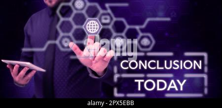 Présentation conceptuelle conclusion, concept Internet analyse des résultats décision finale fin d'un événement ou d'un processus Banque D'Images