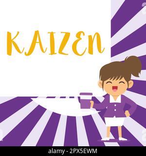 Inspiration montrant signe Kaizen, Internet concept une philosophie d'entreprise japonaise d'amélioration des pratiques de travail Banque D'Images