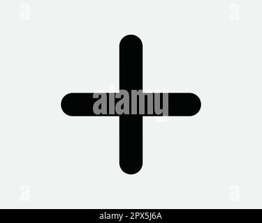 Cross Sign plus Ajouter addition mathématiques supplémentaire icône de ligne noire et blanche symbole Vector Illustration Clipart Illustration de Vecteur