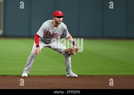 Philadelphia Phillies shortstop TREA TURNER pendant le match MLB entre les Phillies de Philadelphie et les Astros de Houston vendredi, 28 avril 2023, at Banque D'Images