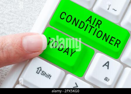 Panneau affichant le climatiseur, appareil d'approche commerciale pour laver l'air et contrôler son humidité et sa température Banque D'Images