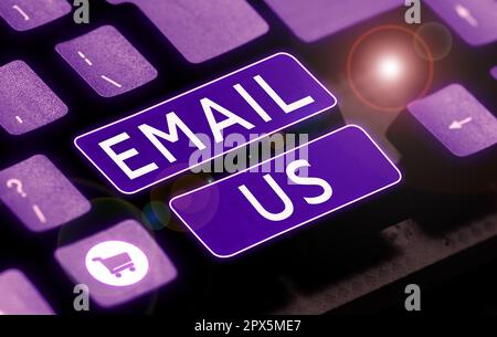 Rédaction affichage de texte Email US, concept signifiant l'envoi d'un message commercial à un groupe de personnes utilisant le courrier Banque D'Images