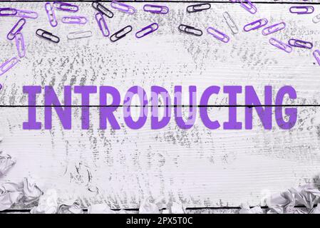 Légende de texte présentant Présentation, Business Showcase présentant un sujet ou une personne approche initiale première réunion Banque D'Images