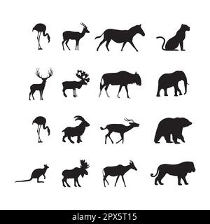 Ensemble d'animaux silhouettes ensemble de silhouettes vectorielles d'animaux sauvages de la forêt Illustration de Vecteur