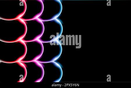 Multicolore transparent abstrait brillant beau et convexe solide simple boules, bulles, cercles d'oeufs avec l'éblouissement de la lumière situé sur le côté sur un bla Illustration de Vecteur