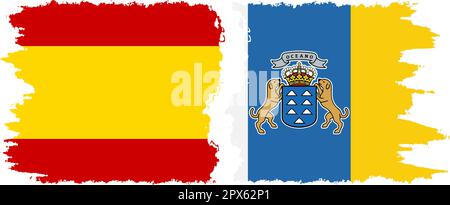 Îles Canaries et Espagne grunge flags connexion, vecteur Illustration de Vecteur