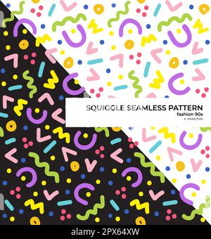 Motif soda Squiggle sans coutures en 90s Illustration de Vecteur