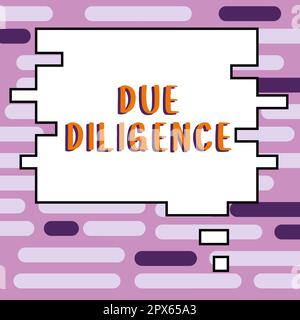 Signe affichant diligence raisonnable, concept Internet éviter de nuire à d'autres biens d'affaires pour un accord Banque D'Images