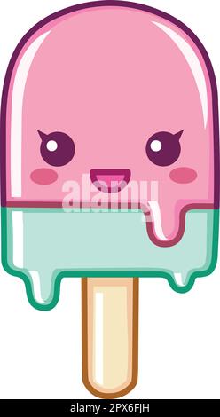 Joyeux personnage de pop-sicle dans un style kawaii Illustration de Vecteur