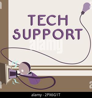 Rédaction affichant le texte support technique, vitrine d'affaires aider les personnes ayant des problèmes techniques Banque D'Images