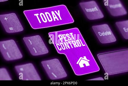 Texte montrant l'inspiration lutte antiparasitaire, approche commerciale tuer les insectes destructeurs qui attaquent les cultures et le bétail Banque D'Images