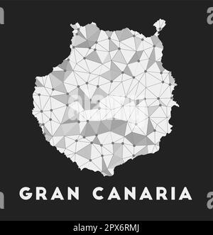 Gran Canaria - carte du réseau de communication de l'île. Gran Canaria design géométrique tendance sur fond sombre. Illustration de Vecteur