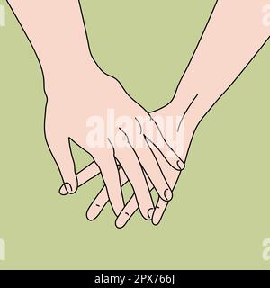 Art de la main dessiné à la main sur fond vert. Amour et amitié. Illustration vectorielle Illustration de Vecteur