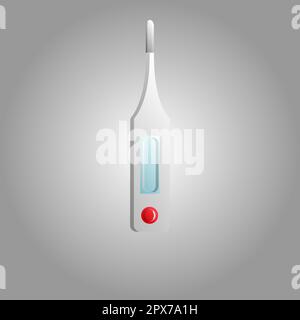 Belle icône médicale d'un nouveau thermomètre numérique en verre pour mesurer la température sur un fond blanc. Illustration de Vecteur