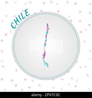 Design de carte Chili. Carte du pays avec les régions dans la palette de couleurs émeraude-améthyste. Illustration de Vecteur