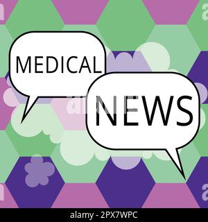 Affiche présentant des nouvelles médicales, un rapport de présentation d'entreprise ou des informations importantes sur la percée médicale Banque D'Images