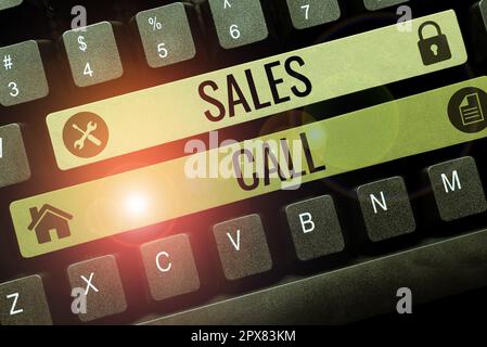 Signature manuscrite appel commercial, photo conceptuelle appel téléphonique effectué par un représentant commercial d'une entreprise Banque D'Images