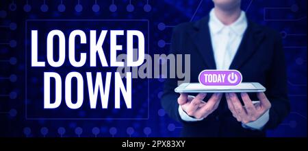 Affichage conceptuel verrouillé, vue d'ensemble de l'entreprise mesure d'urgence que les personnes ont empêché de se présenter dans une zone restreinte Banque D'Images