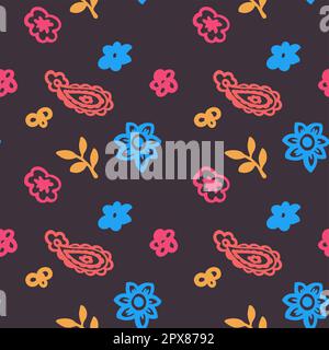 Fleurs et feuilles, flore et feuillage Illustration de Vecteur