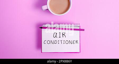 Écriture affichant le texte Air Conditioner, mot écrit sur l'appareil pour laver l'air et contrôler son humidité et sa température Banque D'Images