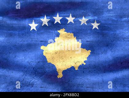 3D-Illustration d'un drapeau du Kosovo - drapeau de tissu d'ondulation réaliste. Banque D'Images