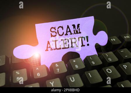 Inspiration montrant le panneau alerte de fraude, idée d'affaires avertissement quelqu'un au sujet du schéma ou de la fraude avis tout inhabituel Banque D'Images