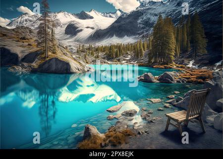 Étang Champfer Azure est un endroit unique sur la terre. Jour pittoresque et magnifique scène. Silvaplana emplacement village, Alpes Suisses, Maloja, en Europe. Merveilleux Banque D'Images