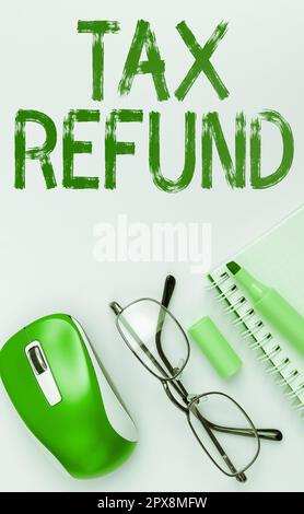 Affichage conceptuel remboursement de taxe, Word pour appliqué lorsque la responsabilité monétaire est inférieure à celle payée Banque D'Images