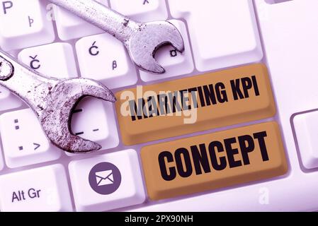 Affiche textuelle montrant le concept de KPI marketing, photo conceptuelle mesurer l'efficacité des campagnes dans les canaux marketing Banque D'Images