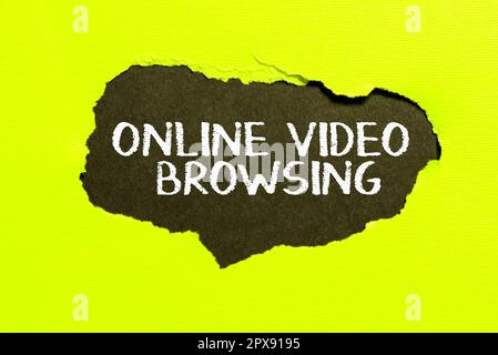 Affiche affichant la navigation vidéo en ligne, Business Idea interactive processus de skimming à travers le contenu vidéo Banque D'Images