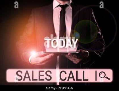 Signature manuscrite appel de vente, concept désigne un appel téléphonique effectué par un représentant commercial d'une entreprise Banque D'Images