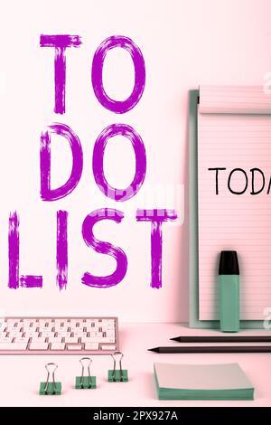 Liste des tâches d'écriture manuscrite, Word pour Une structure qui est habituellement faite sur papier contenant la tâche de la vôtre Banque D'Images