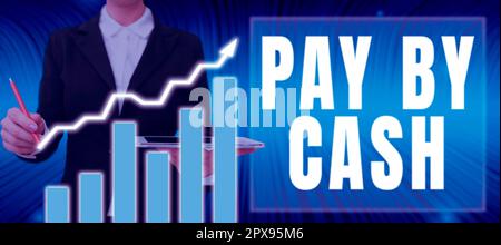 Écriture affichant le texte payer en espèces, idée d'entreprise client payant avec de l'argent pièces de monnaie billets achats au détail Banque D'Images