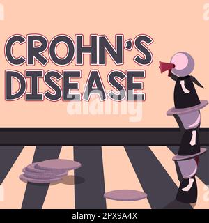 Légende conceptuelle maladie de Crohn, Aperçu des affaires maladie inflammatoire du tractus gastro-intestinal Banque D'Images