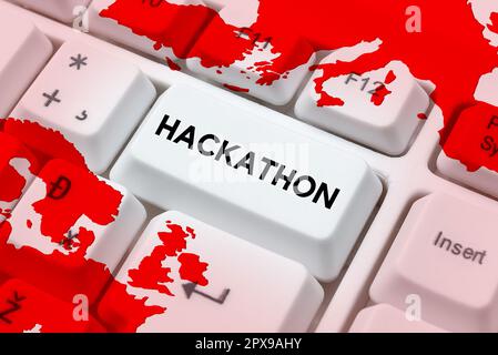 Inspiration montrant le signe Hackathon, concept signifiant événement où un grand nombre de personnes s'engagent dans la programmation Banque D'Images