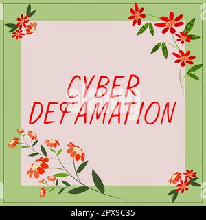 Signature manuscrite Cyber Defamation, calomnie d'idées d'affaires conduite via les médias numériques habituellement par Internet Banque D'Images