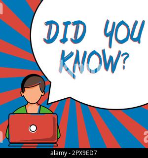 Texte montrant l'inspiration Saviez-vous que, vitrine d'affaires faits et chiffres amusants information connaissances générales Banque D'Images