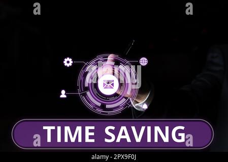 Écriture manuelle signe gain de temps, Internet concept l'acte de réduire la quantité de temps nécessaire pour faire quelque chose Banque D'Images