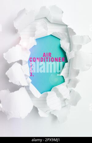 Panneau affichant le climatiseur, appareil de présentation d'entreprise pour laver l'air et contrôler son humidité et sa température Banque D'Images