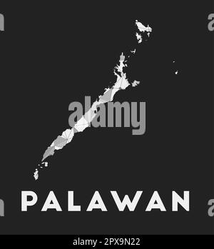 Palawan - carte du réseau de communication de l'île. Design géométrique à la mode Palawan sur fond sombre. Technologie, Internet, réseau, télécommunications co Illustration de Vecteur